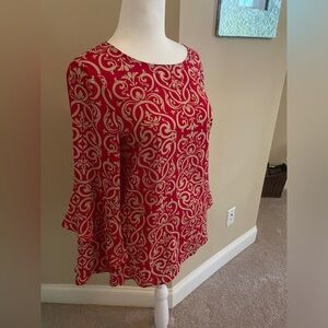 NWT Gorgeous Red and Gold Flowy Worthington Women’s Blouse Size XS